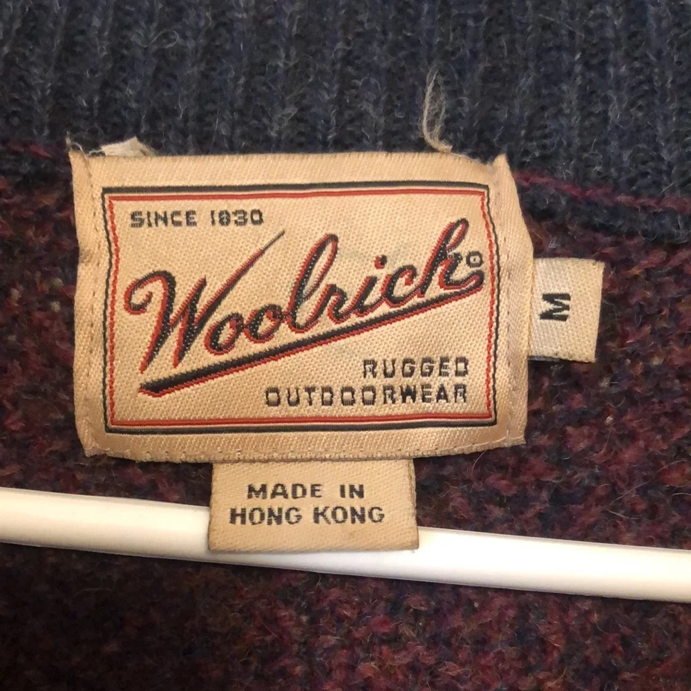 Men’s Woolrich Burgundy 1/4 Zip Wool Heavy Rugged Outdoors Sweater size M - Picture 6 of 10